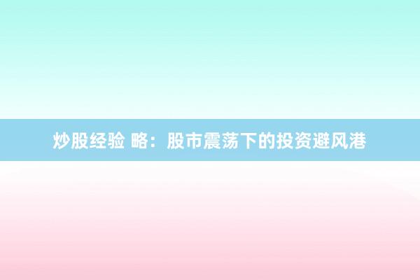 炒股经验 略：股市震荡下的投资避风港