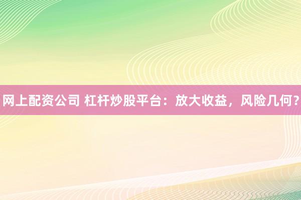 网上配资公司 杠杆炒股平台：放大收益，风险几何？