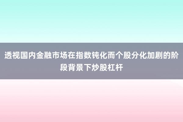 透视国内金融市场在指数钝化而个股分化加剧的阶段背景下炒股杠杆