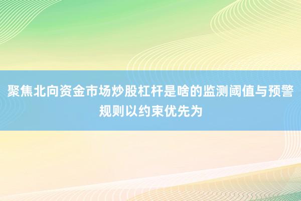 聚焦北向资金市场炒股杠杆是啥的监测阈值与预警规则以约束优先为