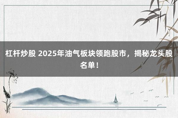 杠杆炒股 2025年油气板块领跑股市，揭秘龙头股名单！