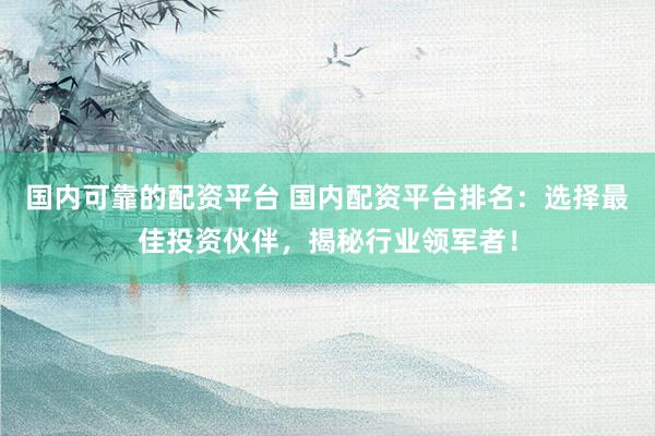国内可靠的配资平台 国内配资平台排名：选择最佳投资伙伴，揭秘行业领军者！